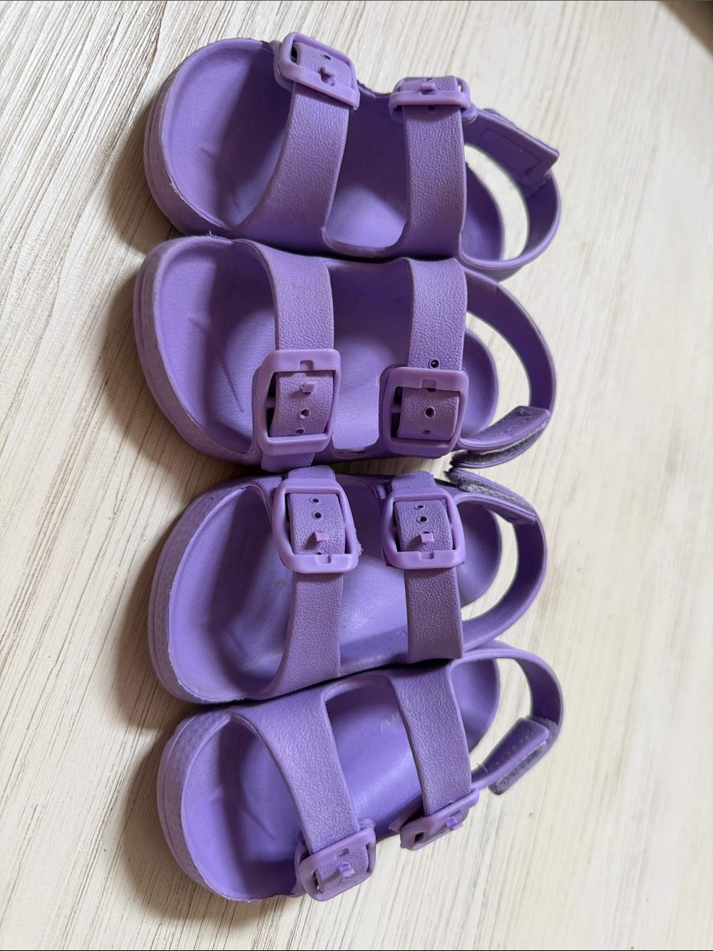 Kids Lavender Double-Buckle Sandals with Back Strap